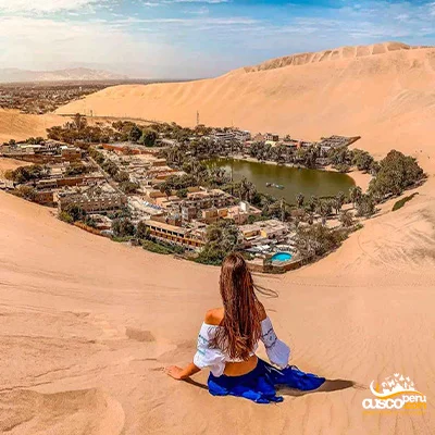 Panoramic view of the Huacachina Oasis